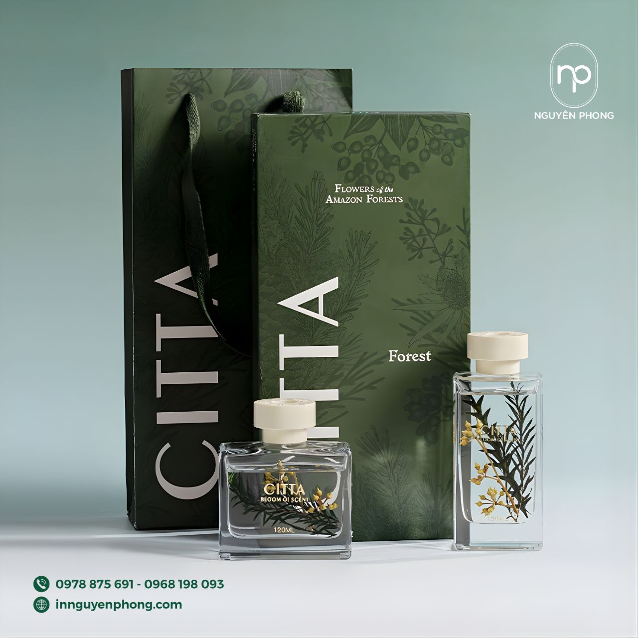 Mẫu combo túi và hộp giấy đựng tinh dầu